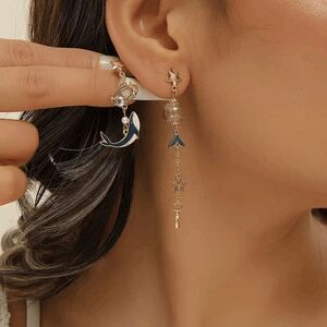 Wicked Silk Sea Ocean Whale Wildlife Asymmetrical Earrings